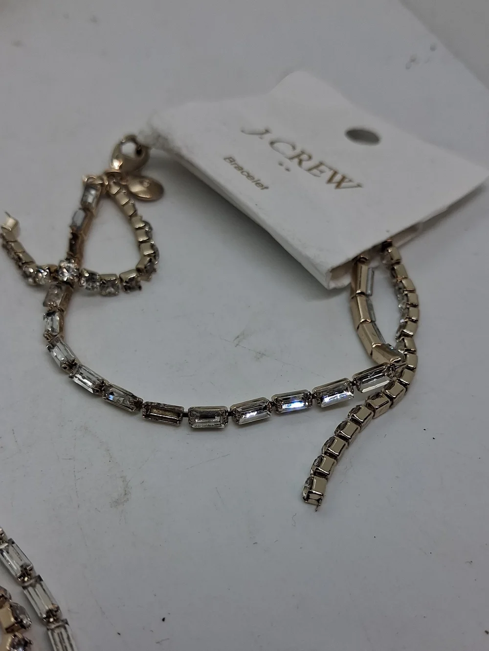 J. Crew Two-Tone Layered Crystal Chain Necklace & Bracelet Set Silver & Gold